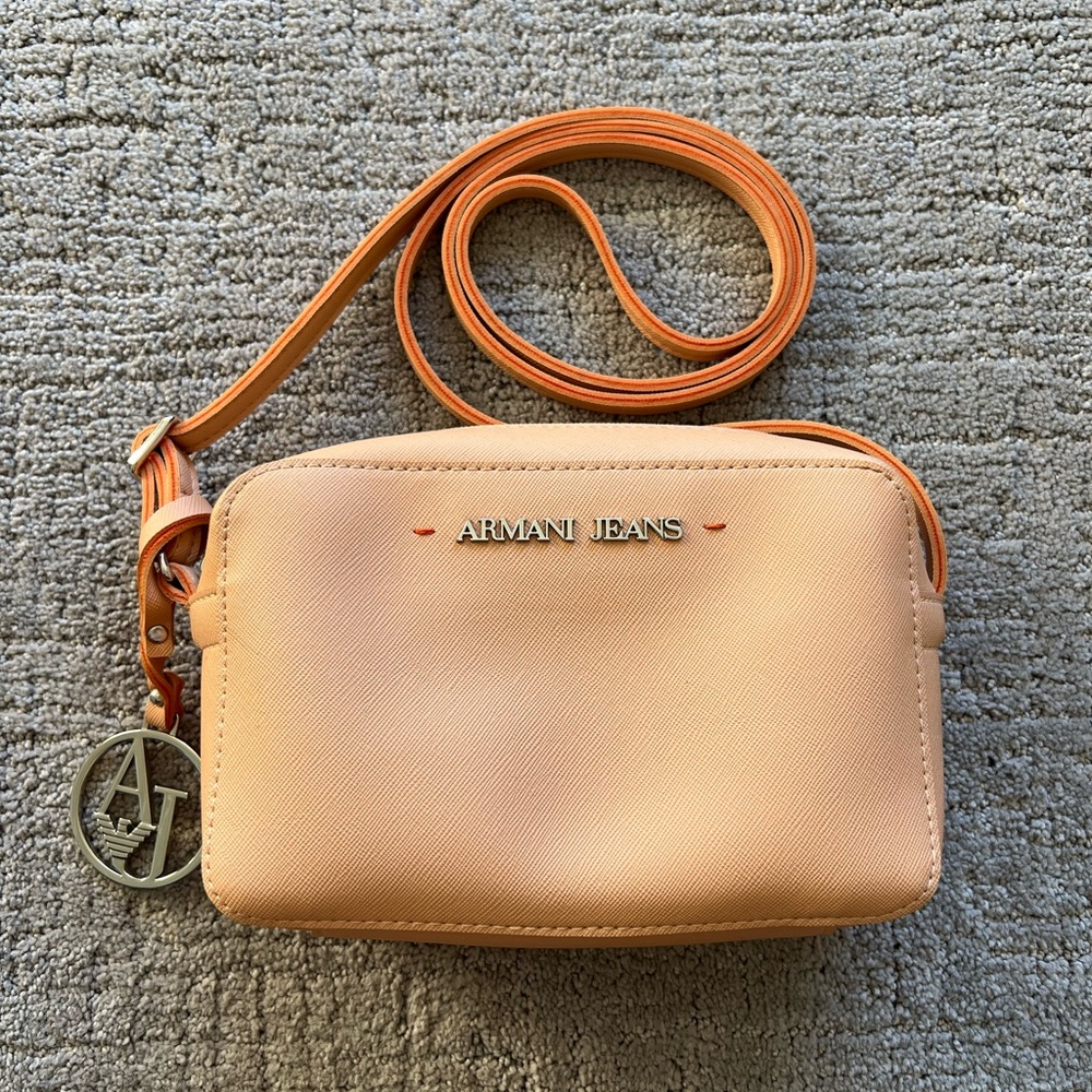 Armani Jeans Peach Faux Leather Crossbody